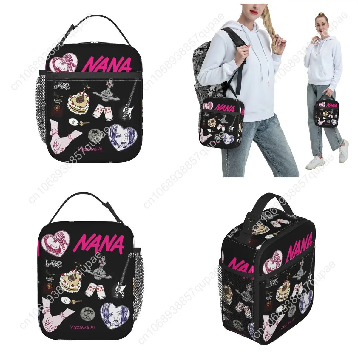 Nana Osaki Anime Insulated Lunch Bags Cooler Lunch Container Leakproof Lunch Box Tote Food Handbags Beach Picnic
