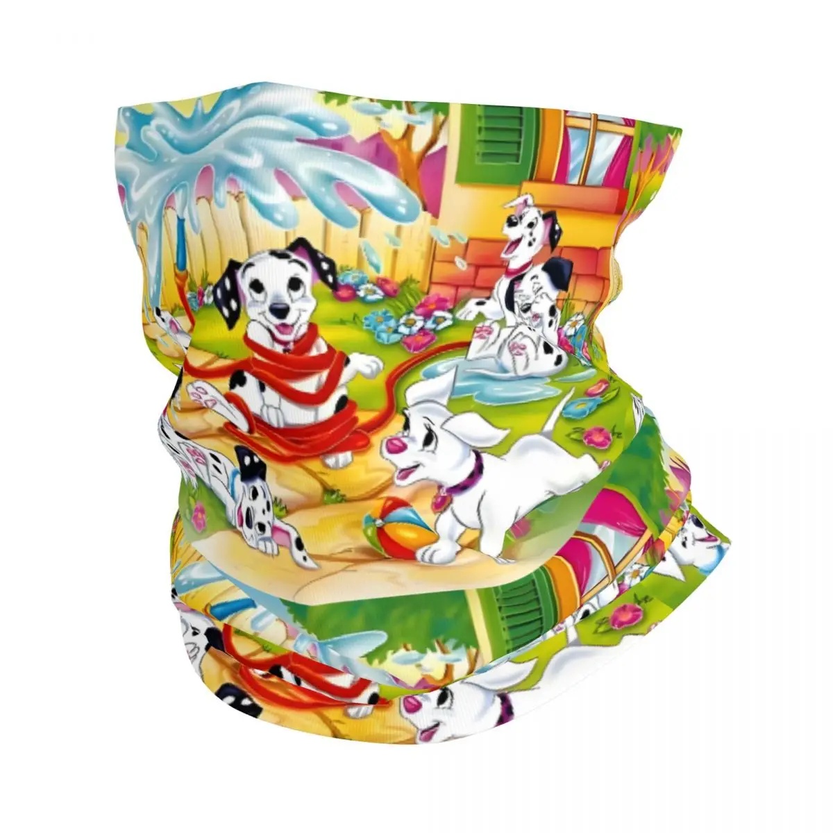 

101 Dalmatians Cartoon Winter Headband Neck Warmer Men Women Hiking Running Tube Scarf Anime Kawaii Dog Face Bandana Gaiter