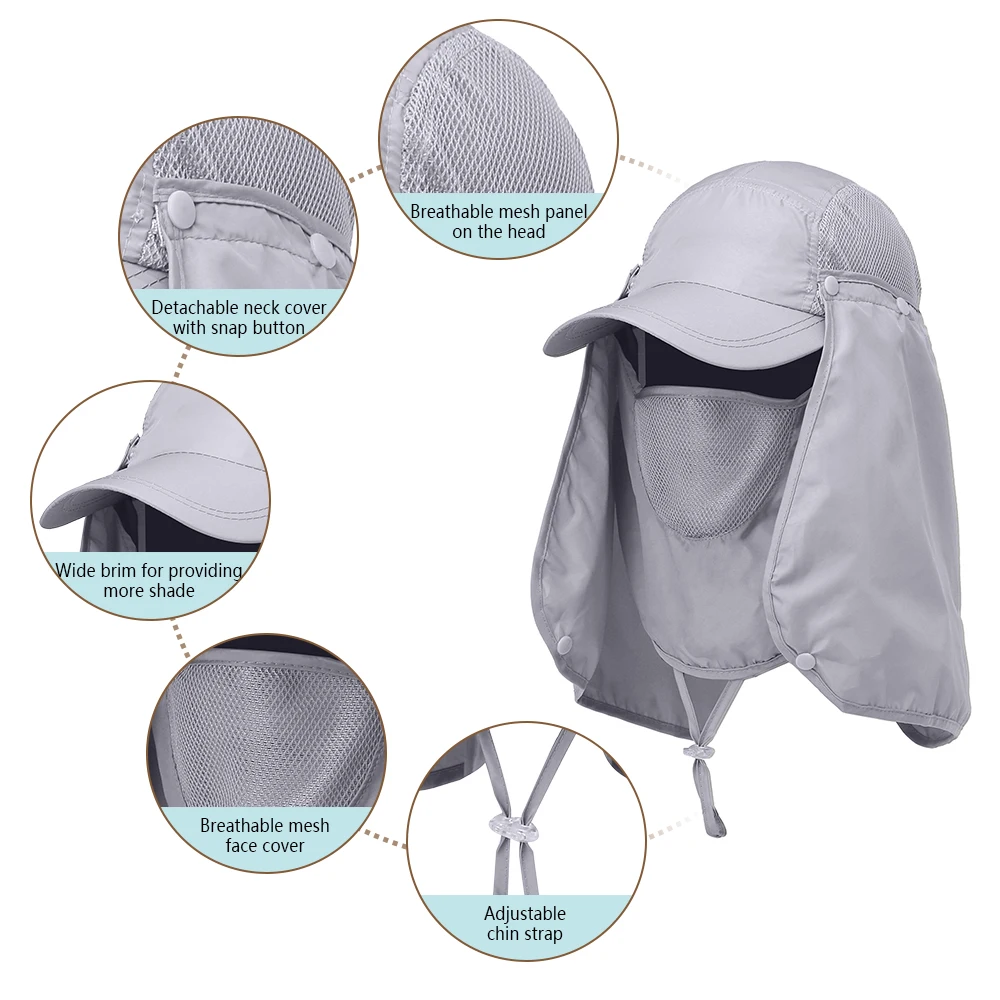 Fishing Cap Outdoor Sport Hiking Visor Hat UV Guard Face Neck Cover Fishing Sun Protection Cap