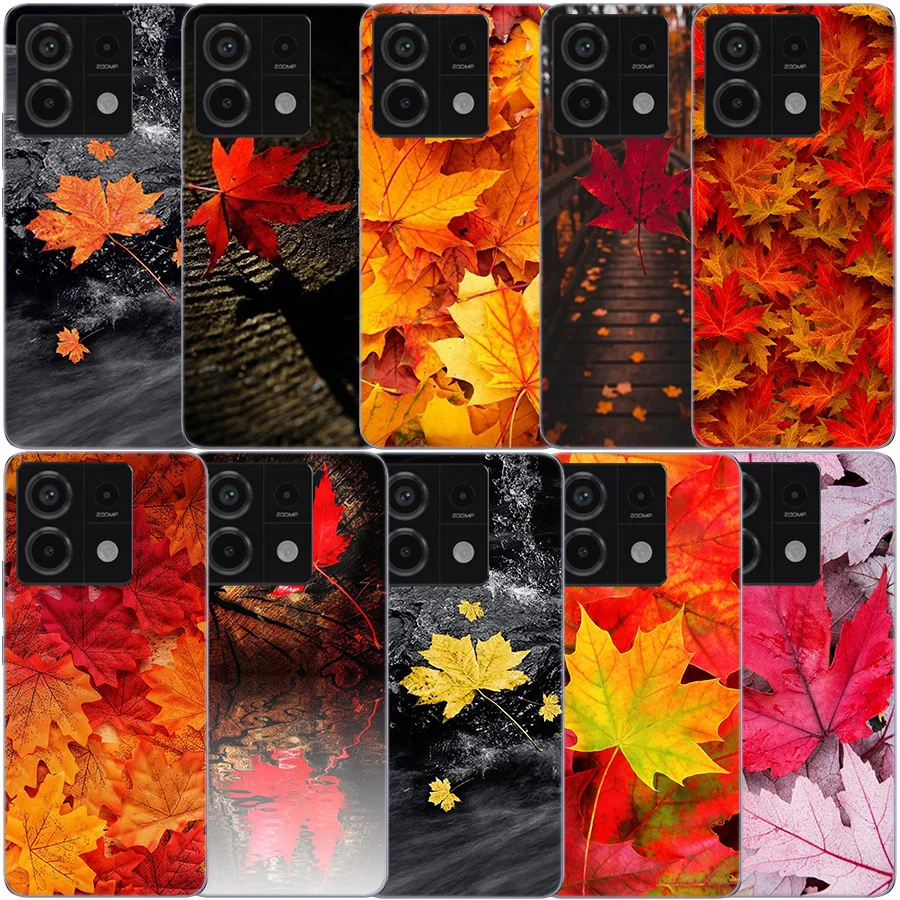 Autumn leaves, red maple leaves Clear Phone Case For Xiaomi Redmi Note 11 11S 11T 11E 10 10S 9 9S 9T 8 8T Pro 7 K70 K60 K20 TPU