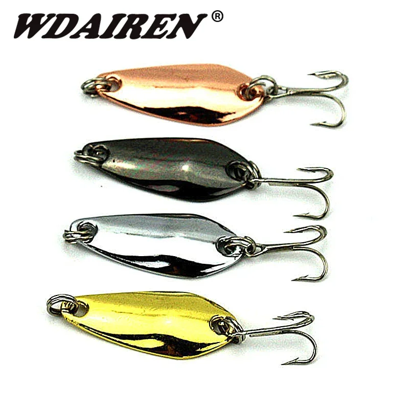 4 Pcs Metal Spoon Wobblers Fishing Lure 3.5cm 4g Treble Hook Bait Sequins Noise Fishing Tackle Spinner 4 Color Mix Kit