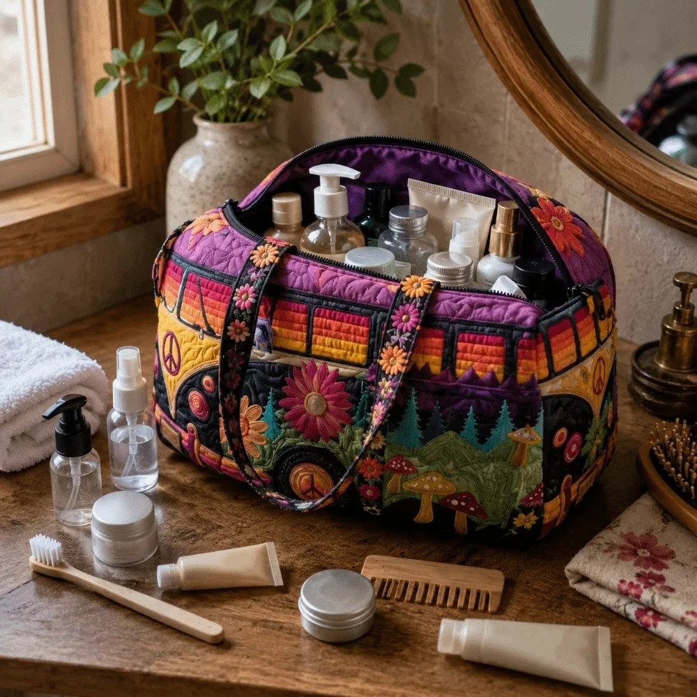 Camping Bag Large Capacity Quilted Duffle Bag Printed Dog Travel Duffel Bag Colorful Flower Carrying Handbag Short-distance