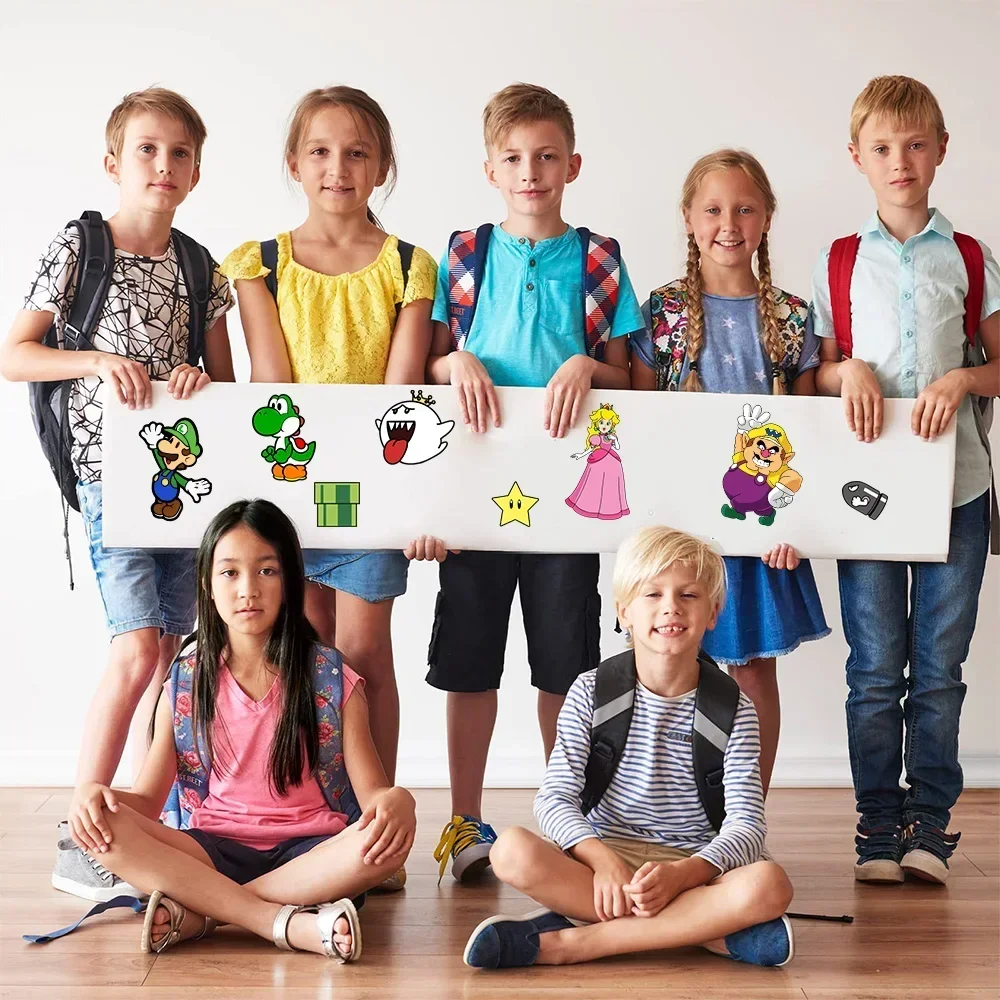 8/16 แผ่น Kawaii อะนิเมะ Super Mario Bros จิ๊กซอว์สติกเกอร์การ์ตูนตลกสําหรับสเก็ตบอร์ดโน้ตบุ๊คถ้วยกีตาร์ของเล่นเด็ก