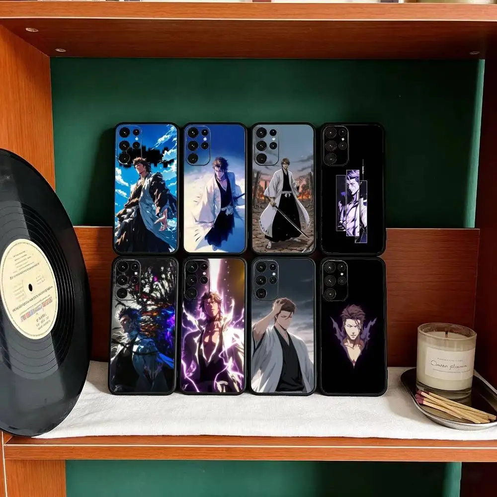 Funda de teléfono Aizen Anime B-Bleach para Samsung S25,24,23,22,30,21,10,9,Ultra,Plus,Lite, funda negra suave