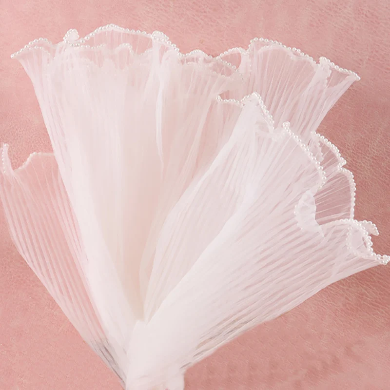 (4 Yards/bag) 28cm Wave Yarn Pearl Edge Yarn Valentine\'s Day Gift Flower Packaging Material Wedding Decoration Lace Handmade DIY