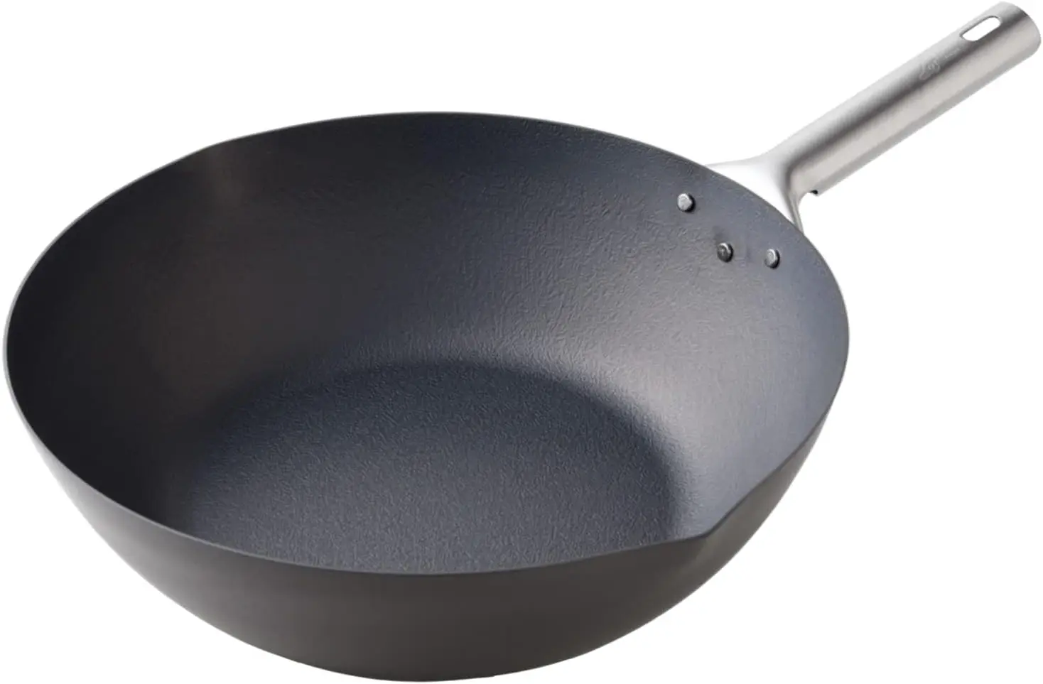 YAMAZEN 12” Iron Wok Pan, Flat Bottom for All Stoves, Nitriding Surface, Made in Japan, Induction & Electric Compatible