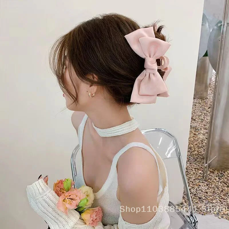 2025 Fashion Big Bow Hair Claw Clips For Women Hairclips Girls Large Hair Crab Black Hair Clamp White Hairpins Hair Accessorie