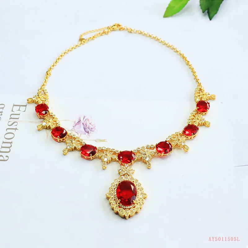 Red necklace imitation ruby collarbone chain jewelry women