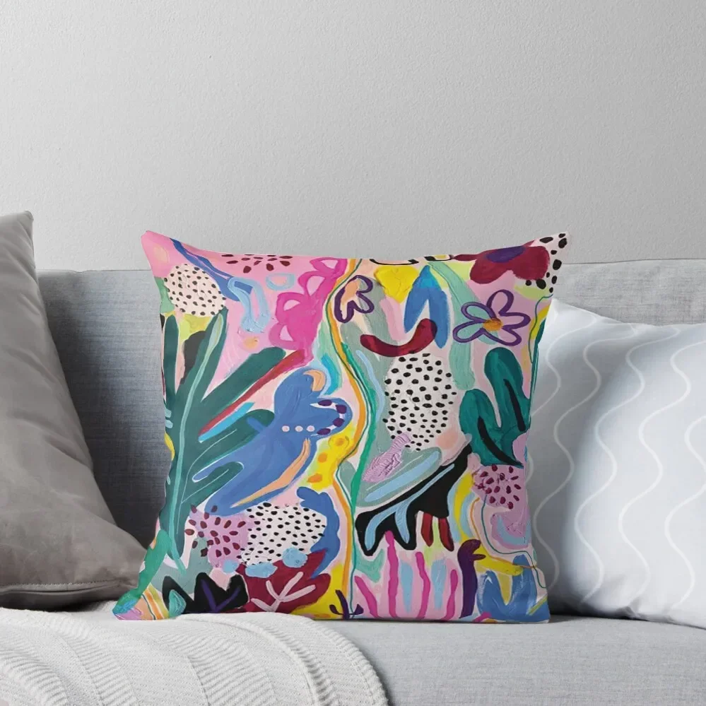 Pink Abstract Leaves Throw Pillow Decorative Cushions For Living Room ornamental pillows pillow