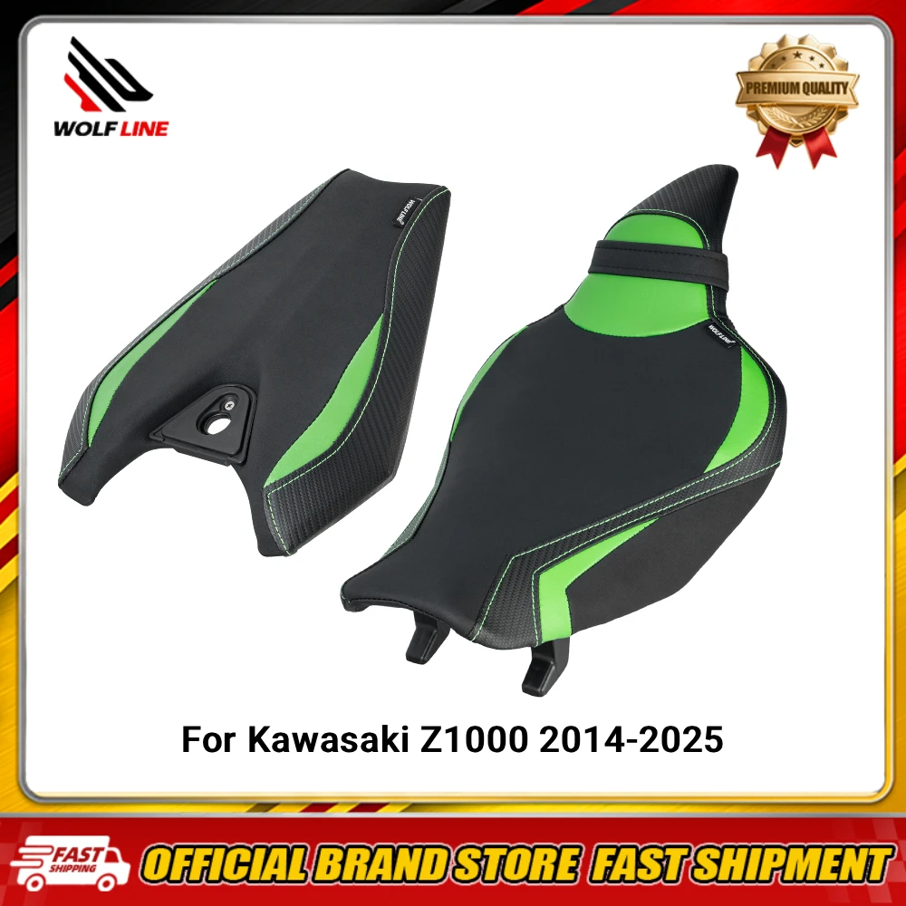 WOLFLINE Driver or Passenger Seat for Kawasaki Z1000 2014-2025 Ergonomic Comfort Front or Rear Seat Cushion for Daily Commute