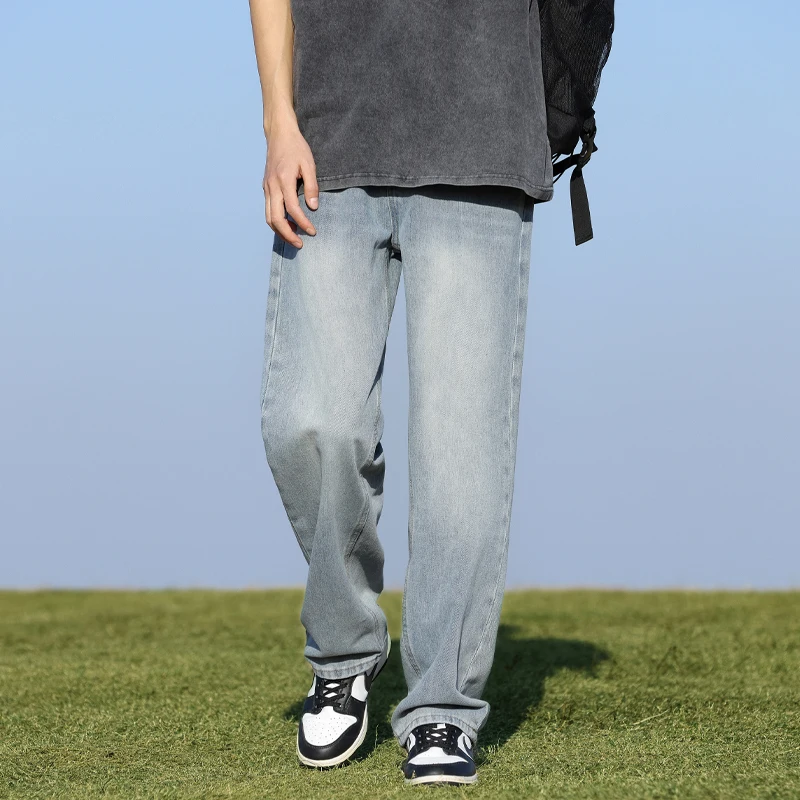 

Printed Straight Leg Pants Men's Spring Autumn Seasons 2024 New American Fashion Brand Loose Straight Leg Zipper Casual Jeans