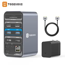Docking Station Dual 4K Monitor Display for MacBook Pro/Air USB C HUB with 2 HDMI, PD 3.0, RJ45, 3.5mm Audio, Plug and Play