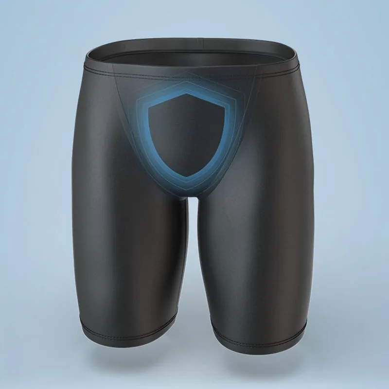 Heren Boxers Shorts Siliconen PU Eendelig U Bolle Zakje Broek Zacht Elastisch Slipje Strak Lage Taille Veiligheid Trunks Kort Waterdicht