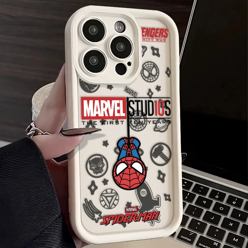 Marvel Hero Spiderman For iPhone 15 14 13 12 11 Pro Max XS Max X XR 7 8 Plus 6S 5S  Liquid Eye Ladder Phone Case