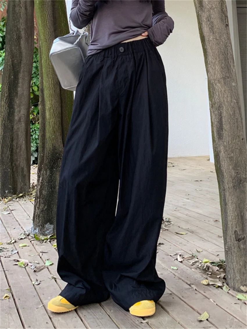 

Alien Kitty Elastic Waist Casual Trousers Chic Women Autumn Fashion Loose Office Lady 2023 Sports Daily Solid Minimalist Pants