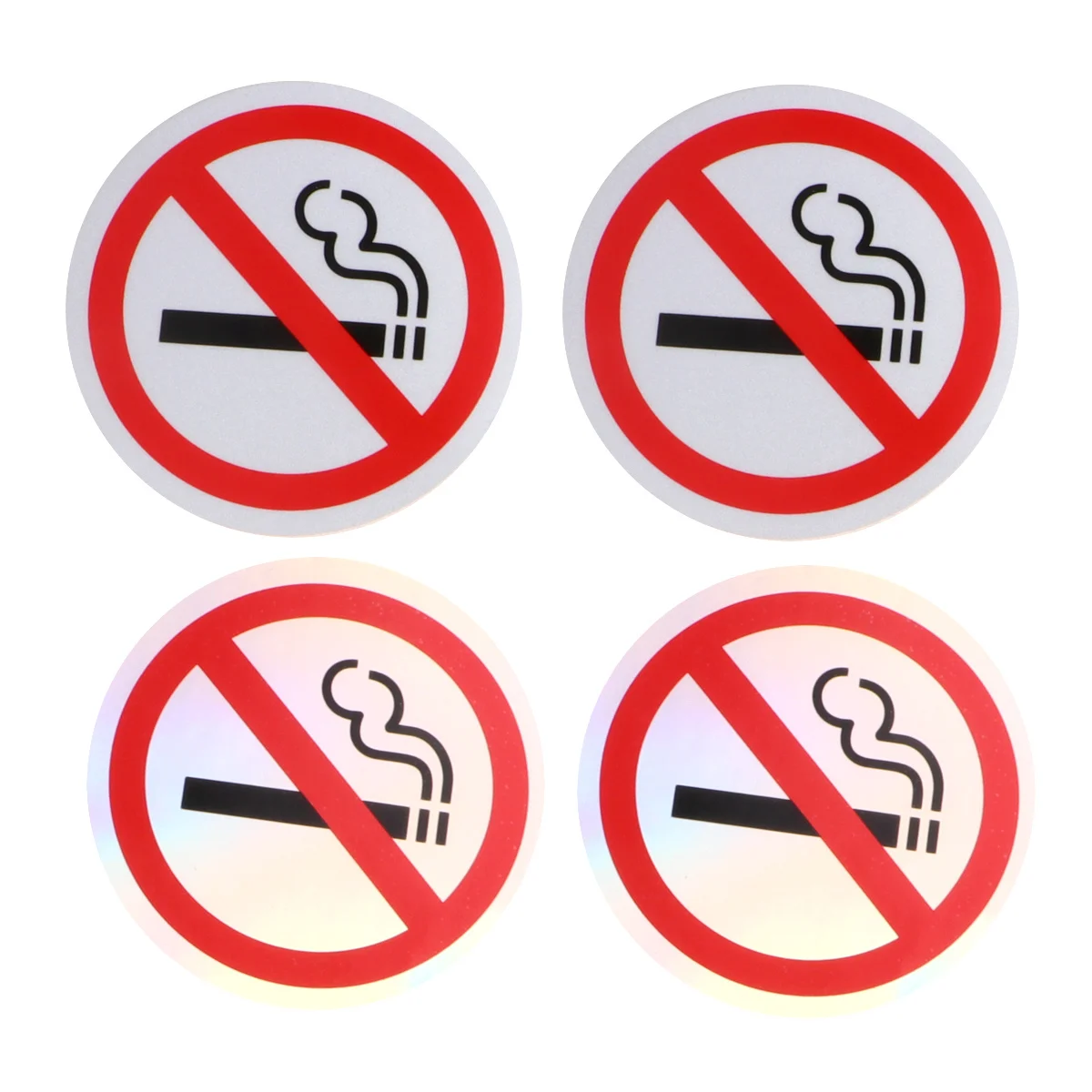 4pcs No Smoking Sign Stickers Pet Durable Warning Decal For Car Vehicle Smooth Surface No Residue Easy Remove White Traffic
