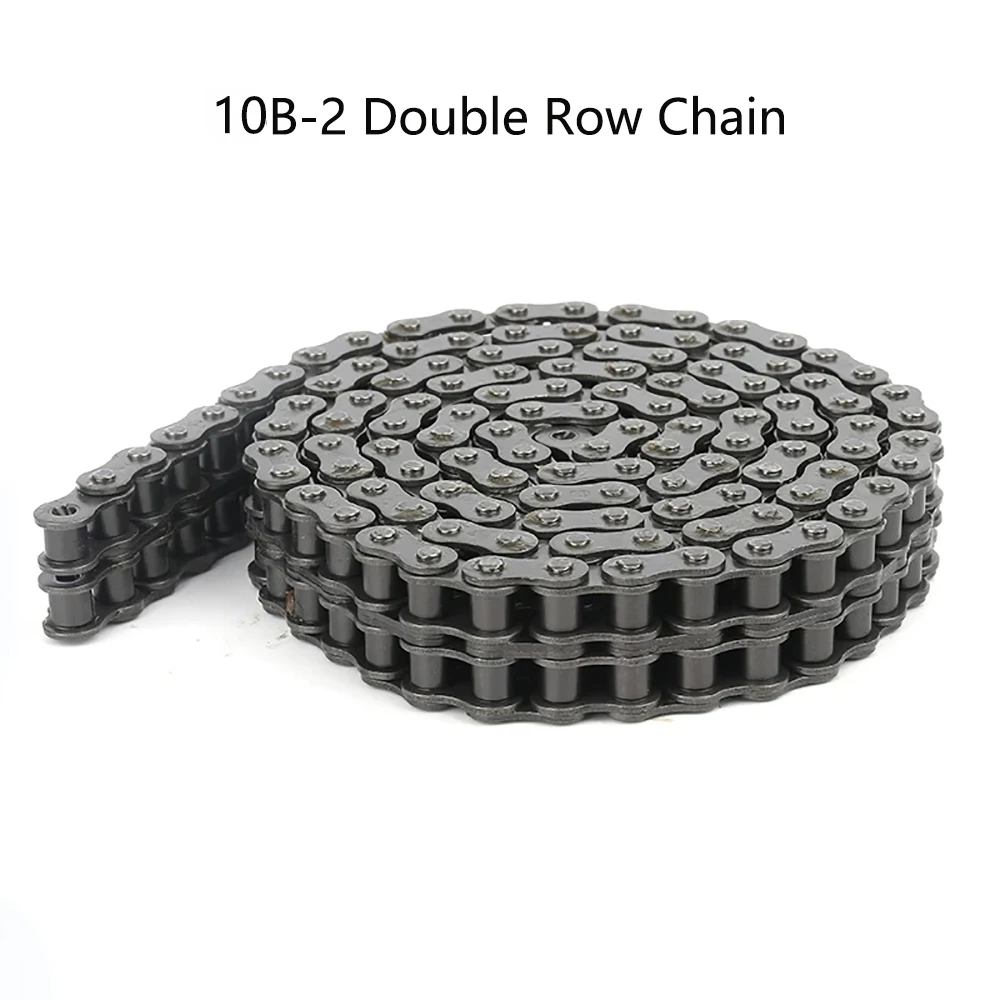 10B-2 Short Pitch Double Rows Roller Chain Pitch 15.875mm Length 1.5 Meters 45 # Steel Industrial Transmission Drive Chains