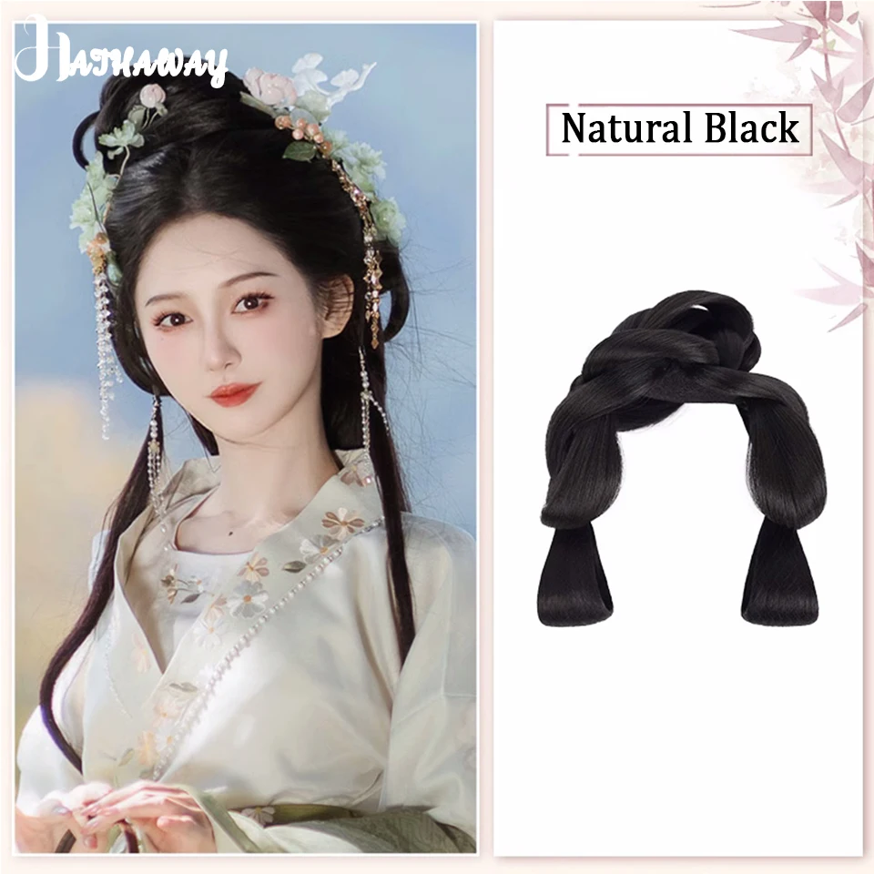 Hanfu parrucca Costume sintetico di un pezzo parrucca copricapo borsa per capelli parrucca panino antico stile sposa In Ming e Song Dynasties donna Wear