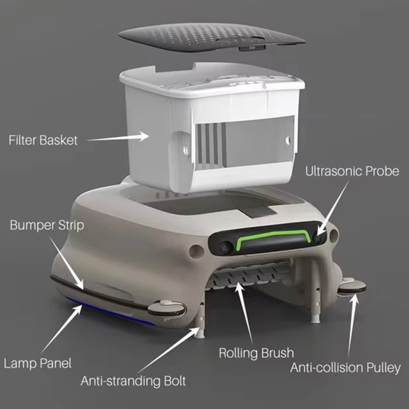 Smart Cordless Robotic Pool Surface Cleaner Auto-Turn Automatic Pool Vacuum Skimmer Basket Easy-to-Use Cleaning Robot 7800mAh