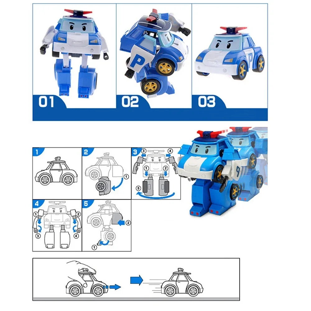 6 Stuks Polis Robocar Actiefiguur Robot Vervorming Transformatie Amber Roy Haley Anime Cartoon Modellen Speelgoed Kinderen Kerstcadeaus