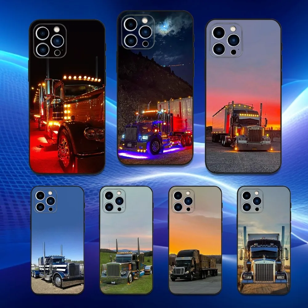 

Cool Heavy Truck Car Phone Case For iPhone 16,15,14,13,12,11 Plus,Pro Max,XS,X,XR,SE,Mini,8,7,Soft Silicone Black Cover