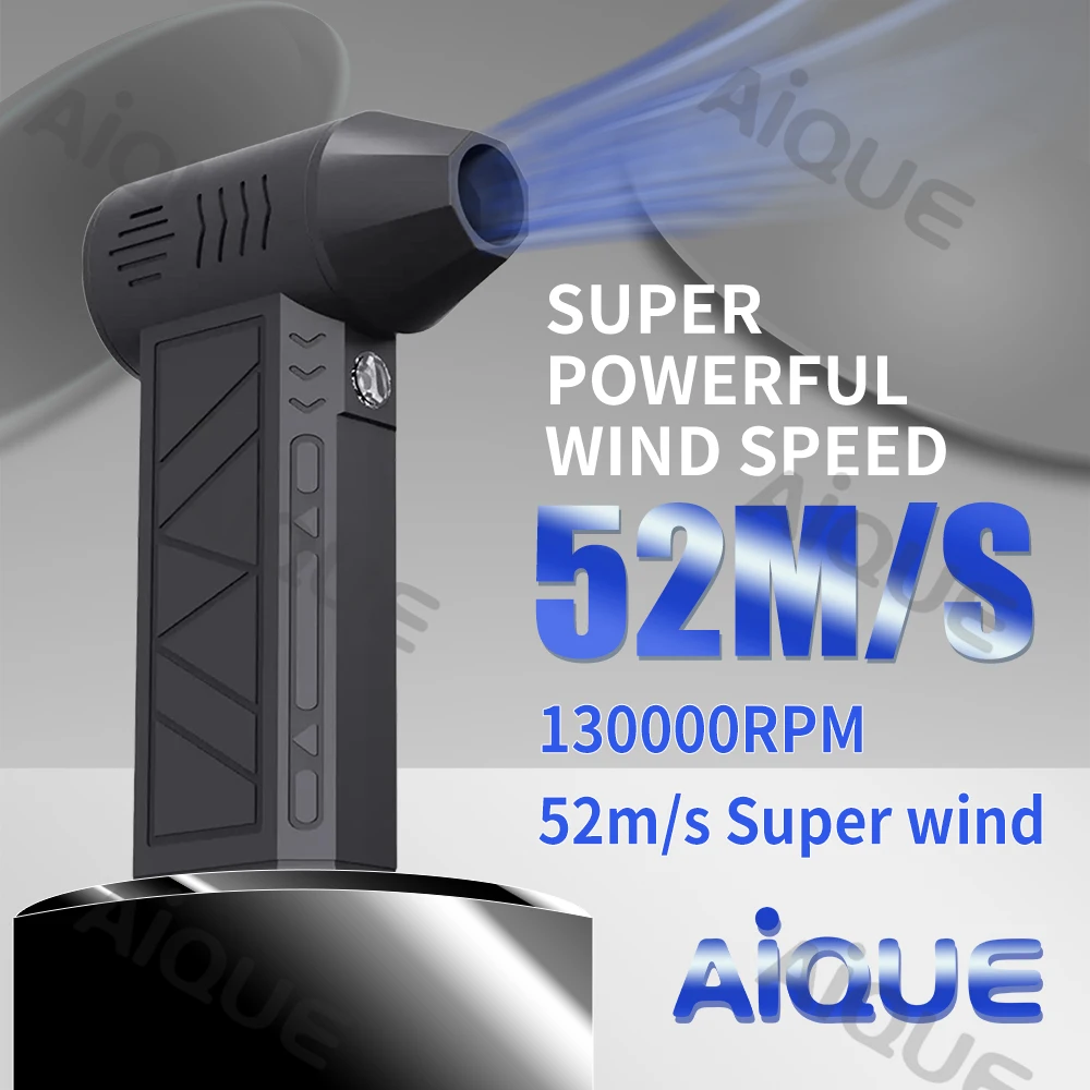 AiQUE 130000RPM Turbofan Potente spazzaneve 52M/S Jet Fan 4000Mah Motore brushless Condotto portatile Ricarica di tipo C portatile