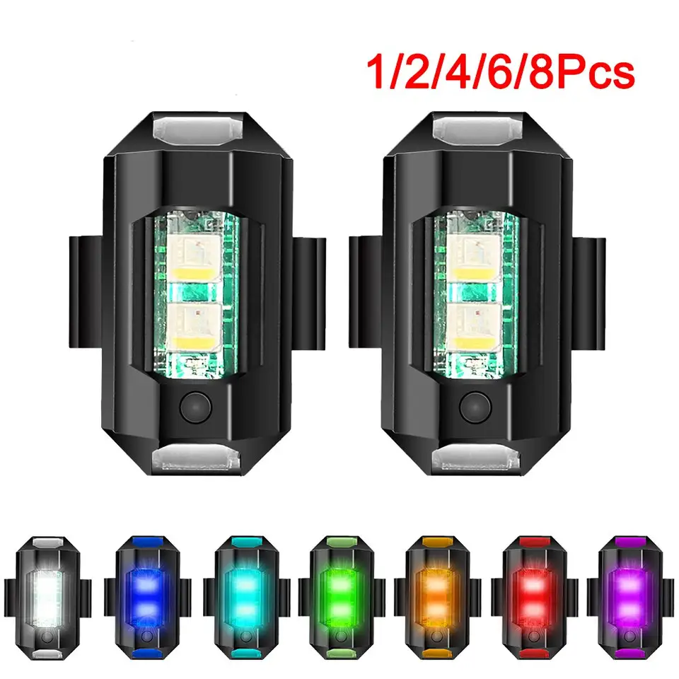 إضاءة وميض LED عالمية للدراجات النارية، إشارة تحذير من الاصطدام مع شحن USB، 7 ألوان لإشارة الانعطاف