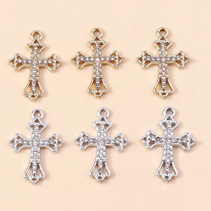 10pcs Luxury Gold Silver Color Cross Charms for Jewelry Making Handmade Crosses Pendant Necklace Keychain Diy Jewelry Findings