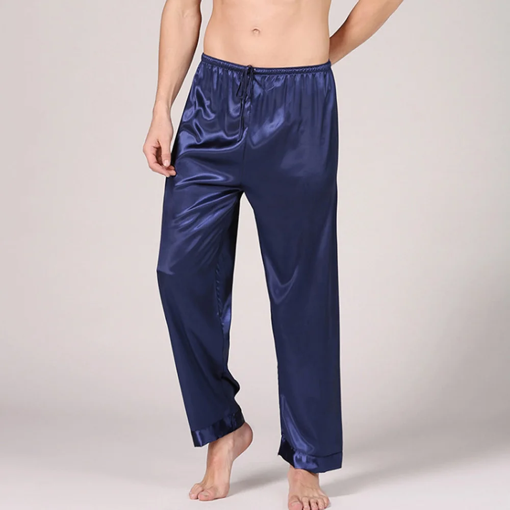 

Men's Pajama Pants Imitated Silk Pyjamas Pants Sleeping Bottoms Nightwear Silky Sleepwear Trousers Casual loose Pants