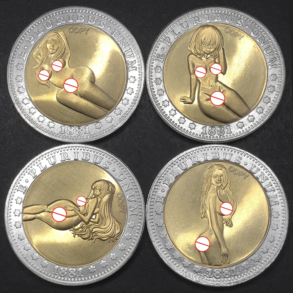 US 1881 Sexy donna oro argento Hobo bicolore Coin Challenge Collection Replica 1 dollaro Old Money Metal Medal Home Decor Gift