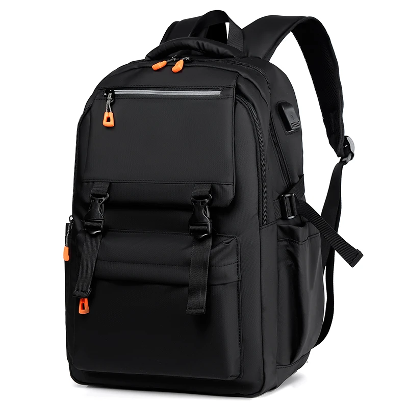 Toposhine Youth School Backpack Men's Backpack Black Nylon Waterproof Outdoor Teens Sports Bag Male USB Business Travel Package