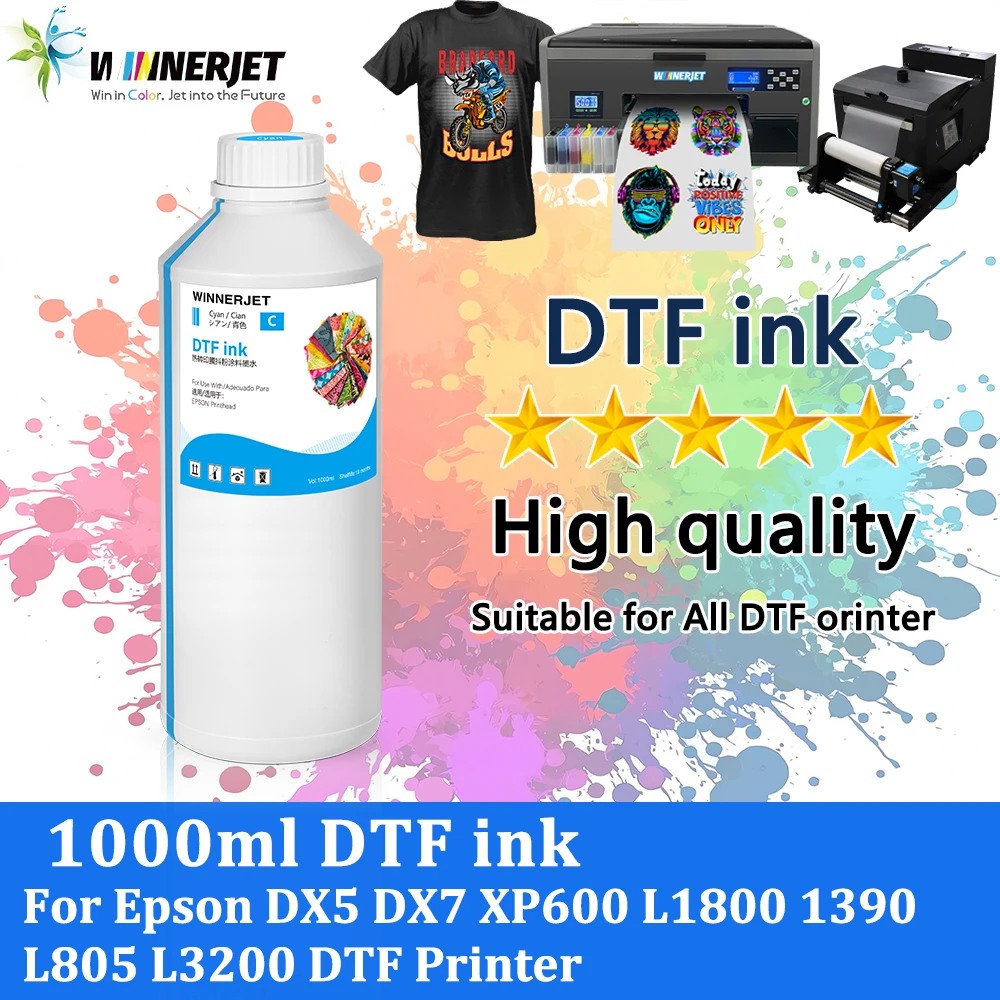 

Winnerjet High quality 1000ml White DTF INK Set For DTF Film Direct Transfer Film Heat Transfer for Alla printer Print nozzle
