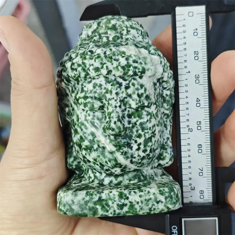 Natural Qinahi Jasper Buddha Head Carving Reiki Healing Fengshui Reiki Stone DIY Holiday Crafts Gift 1PCS