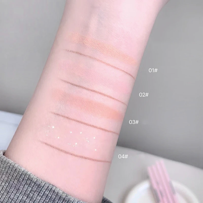 قلم تحديد العين على شكل دودة القز الكذب تحت قلم تحديد العين 	 قلم إضاءة للمكياج برأسين، معجون سطع وردي عاري، قلم تظليل Aegyosal