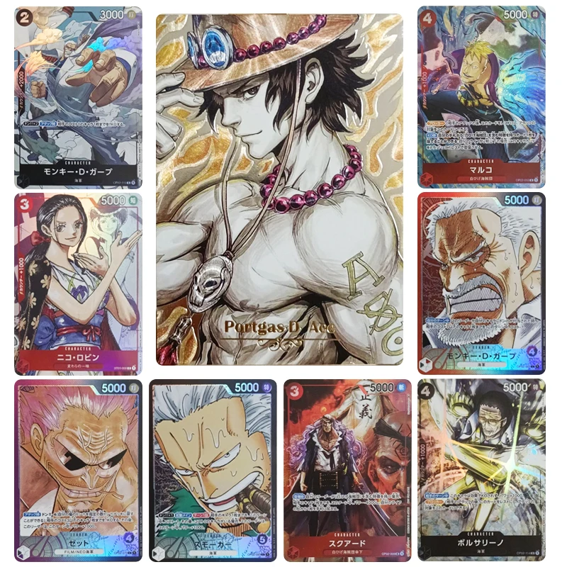 

DIY ONE PIECE series Collection card Portgas D Ace NicoRobin Borsalino Bronzing Flash card Cartoon toy birthday Christmas gift