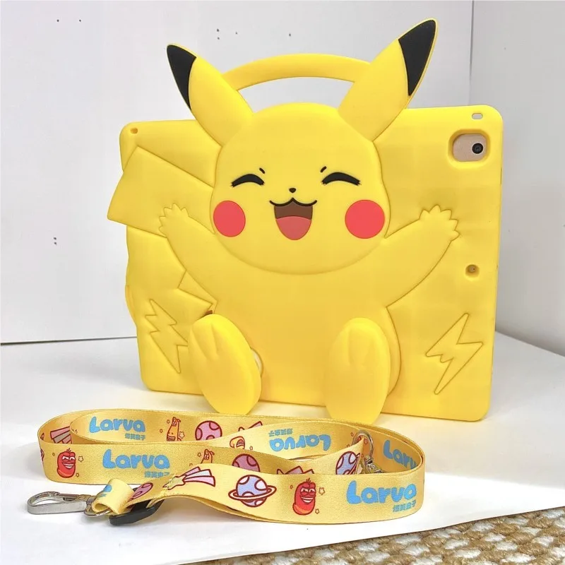 Etui 3D z motywem kreskówkowym Pokémon Pikachu na iPad Mini Air 2 3 4 5 6 7/Pro 9.7-11 (2018-2025)/7. 8. 9. generacji/10. generacji, pokrowiec na tablet dla dzieci — zdjęcie produktu 2