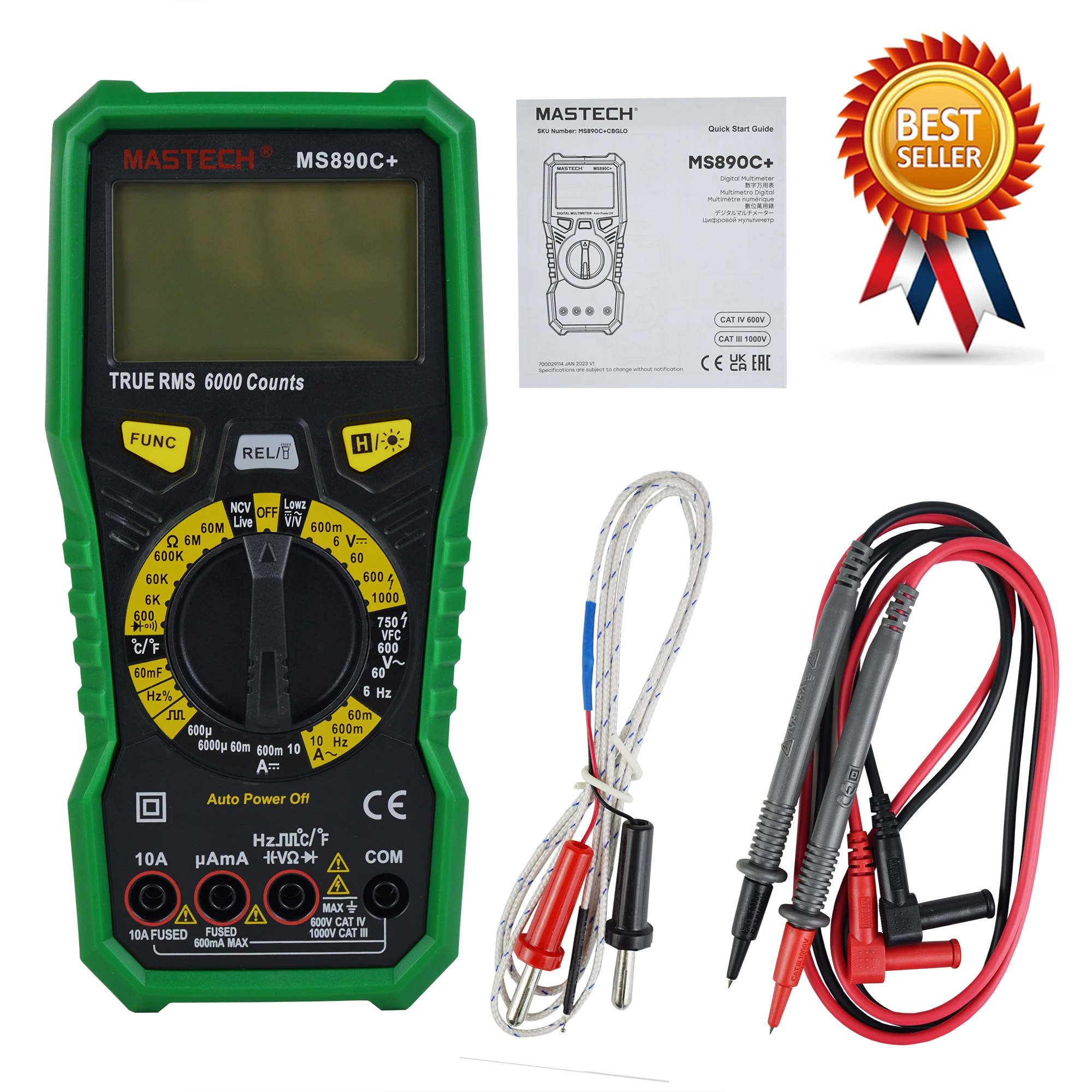 MASTECH MS890A MS890B MS890C + MS890D + multímetro Digital de rango Manual, detección de voltaje sin contacto de frecuencia de valores eficaces verdaderos (NCV).