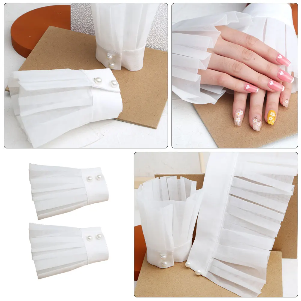 

1Pair Women'Spleated Organza Sleeve Cuffs False Shirt Wrists Decorative Clothing Accessories For Party Dance Travel