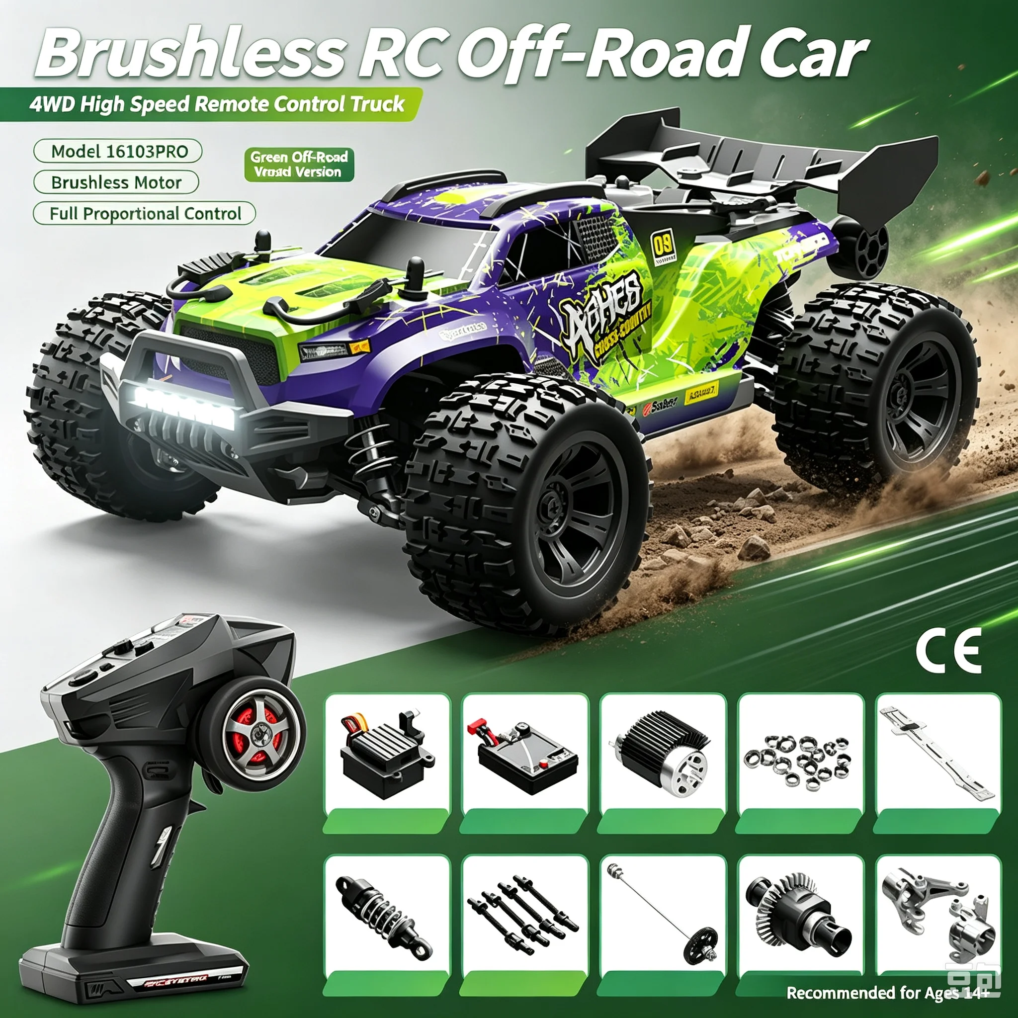 Scy New 18101 Remote Control Car 1：18 Scale 4wd High Speed Off Road Rc Monster Truck Vehicle For Adults 2.4g Remote Control Toys