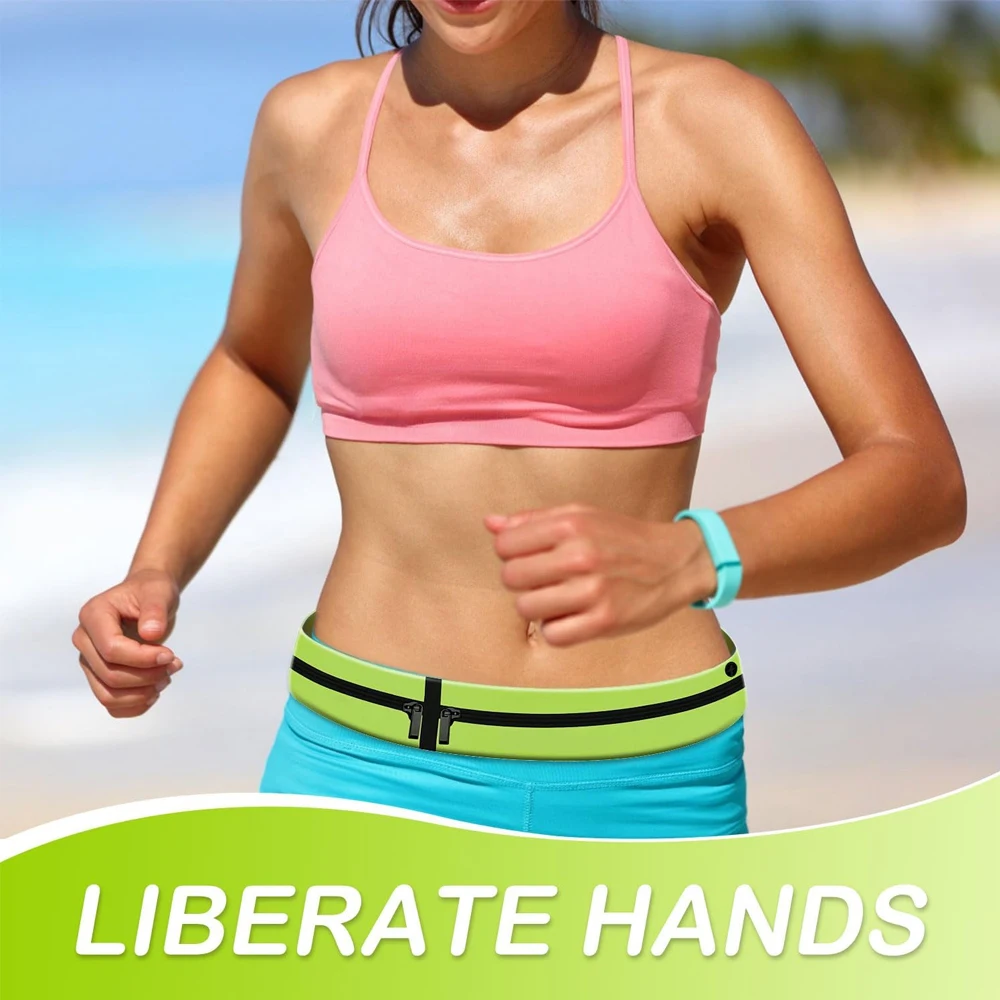 قطعة واحدة من خصر الجري المقاوم للماء مع حزام قابل للتعديل - تصميم خفيف الوزن ومتين للركض والمشي لمسافات طويلة وركوب الدراجات والسفر