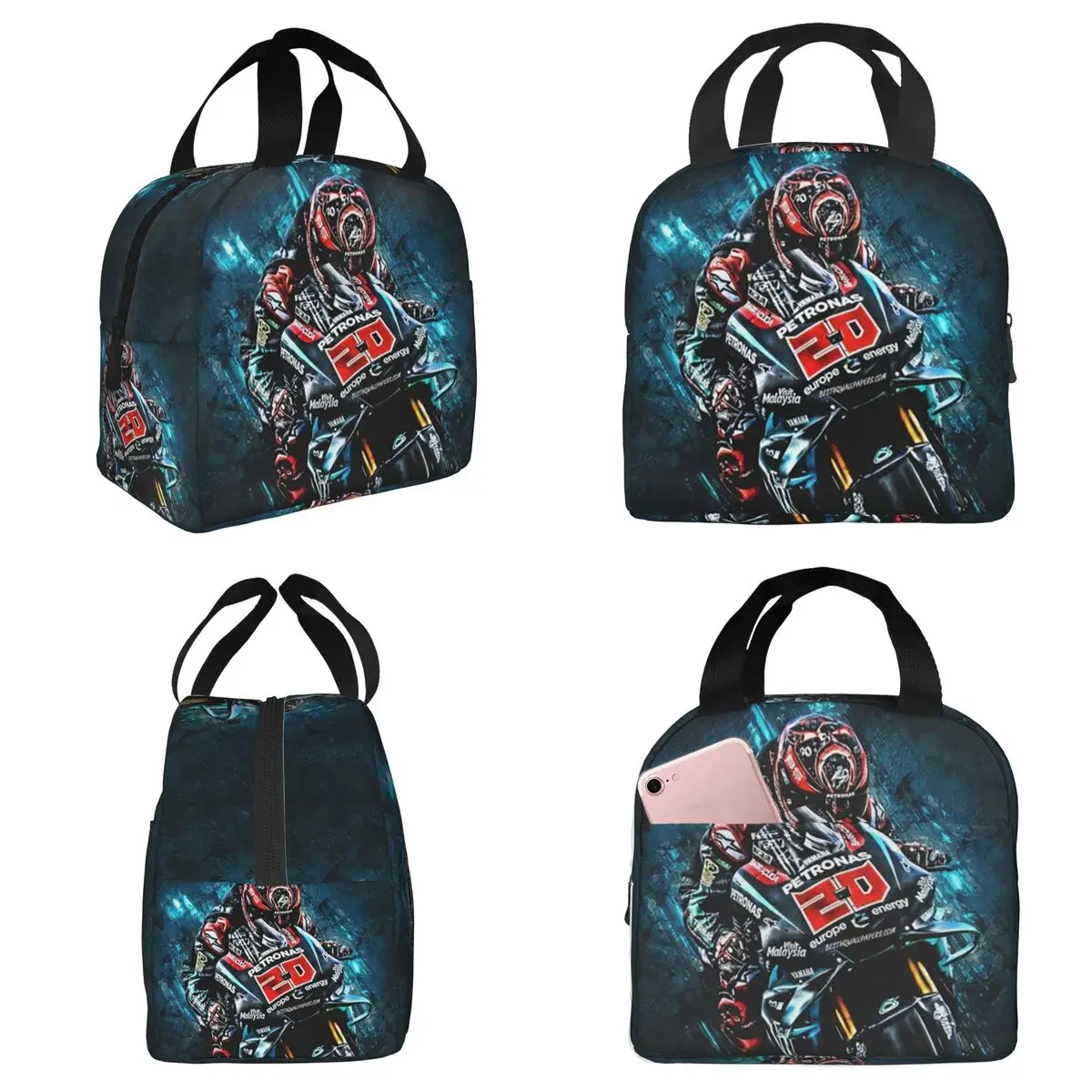 Fabio Quartararo French Motorcycle Racer Insulated Lunch Bag for Kids School Cooler Thermal Food Box Tote Lunch Boxes Container