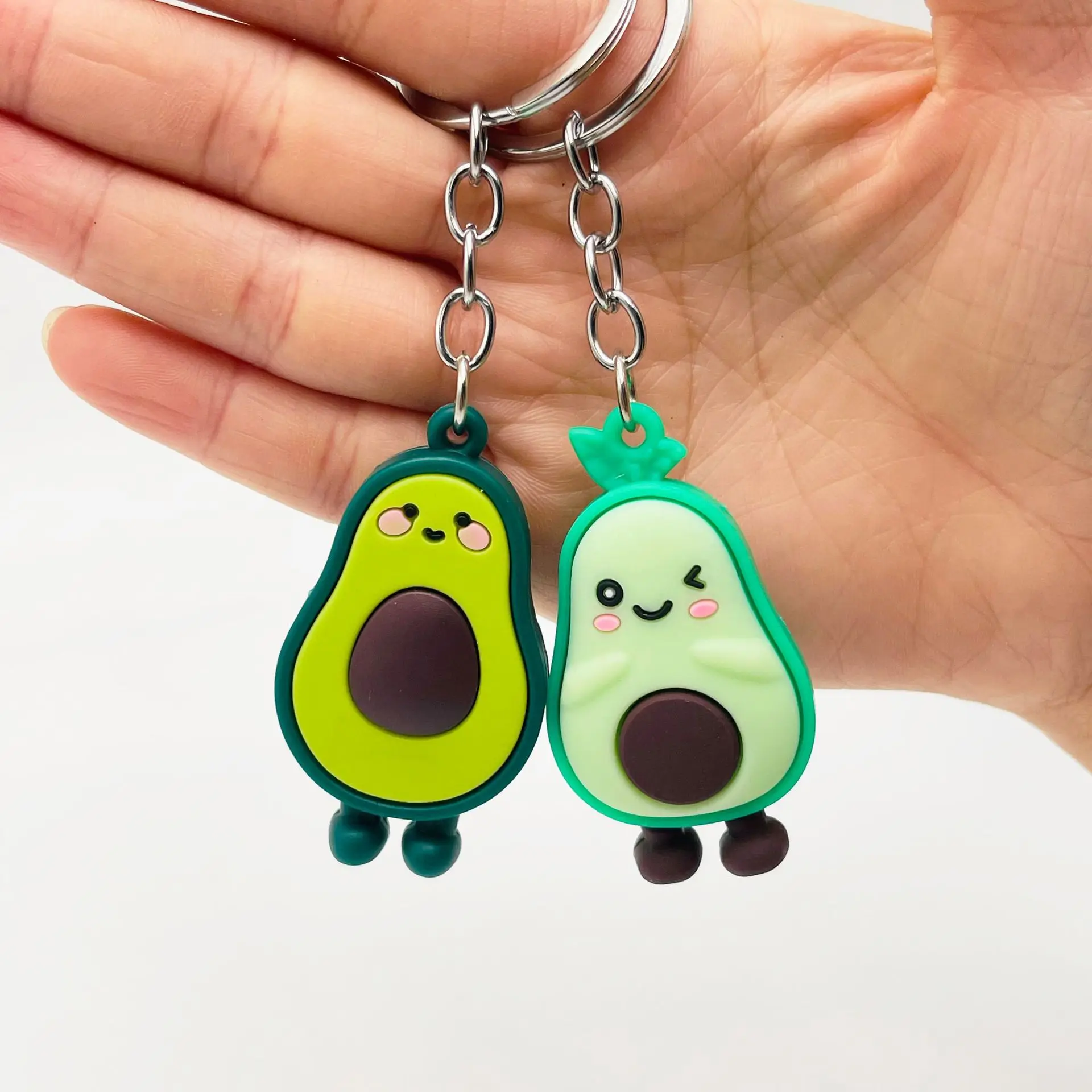 Creative cartoon avocado key chain pendant smiling face avocado soft plastic pendant bag pendant activities gifts