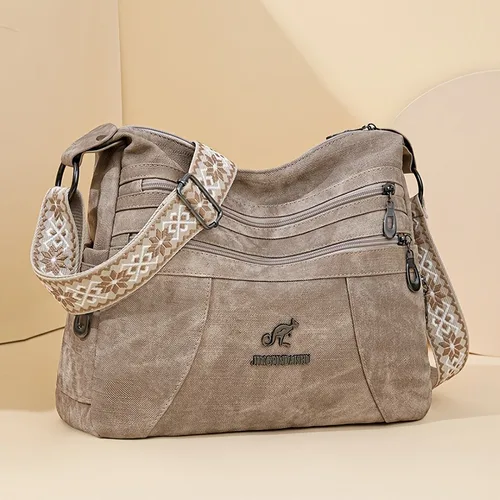 Imagen 2 del producto Bolsos cruzados de tela vaquera a la moda para mujer, bolso de hombro multicapa de gran capacidad, adecuado para ocasiones de viaje