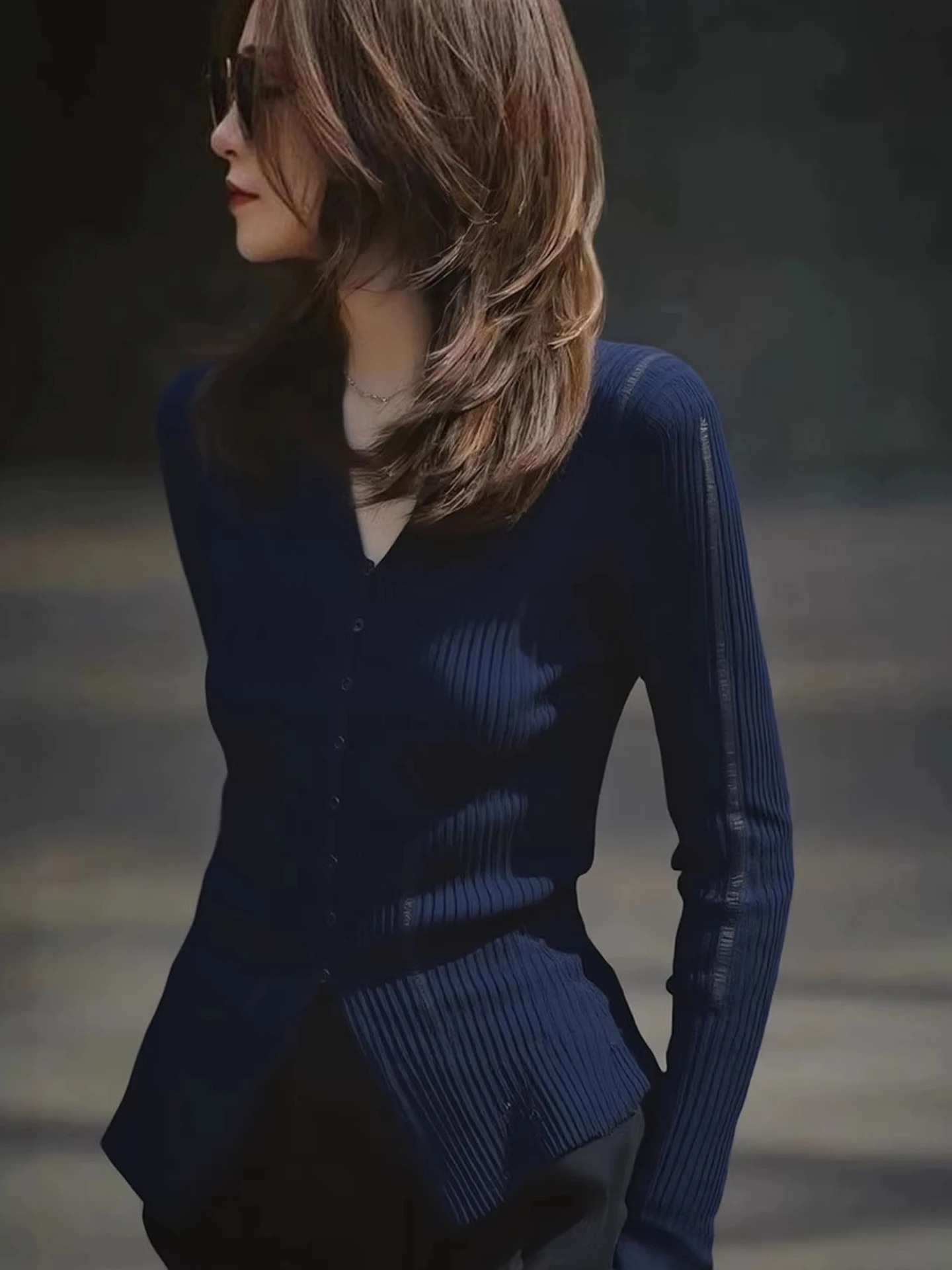 

Unique Long Sve Knitted Slim Fit Women's Base irt Sli Simple Design Autumn Faion Trendy Top Quali Camere