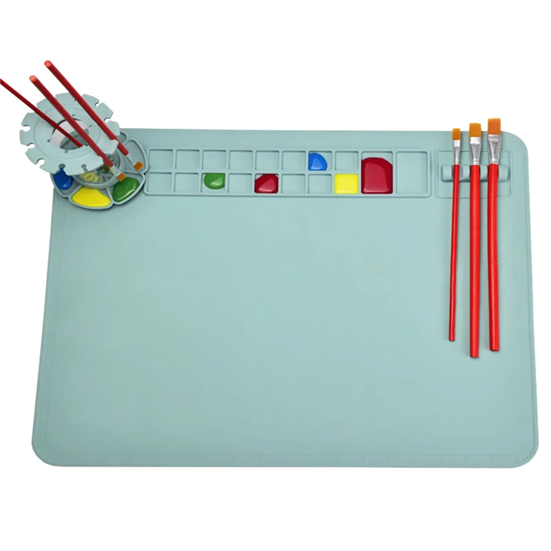 Моющийся силиконовый коврик для рисования граффити, сделай сам, силиконовая живопись, скруббируемая пигментная палитра, коврик для рисования, синий, прочный