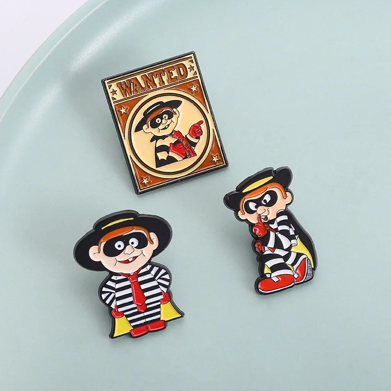 Pines Enamel Pin Cartoon Funny Pin Masked Thief Creative Fun Design Unique Accessory Metal Badge Lapel Pins Brooches on Clothes