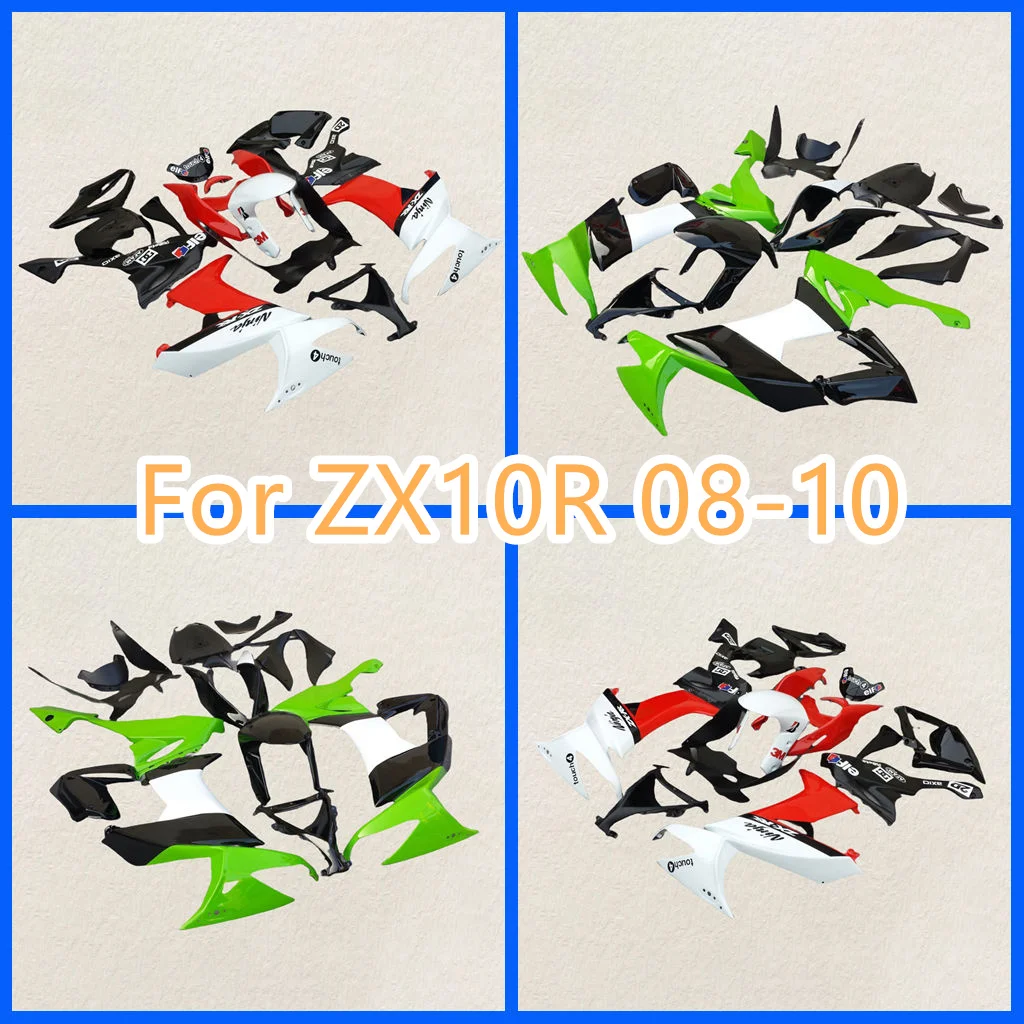 Para kawasaki ninja zx10r ZX-10R 2008-2009-2010 reequipamento aftermarket motocicleta personalizado carenagens kit zx 10r 08 09 10