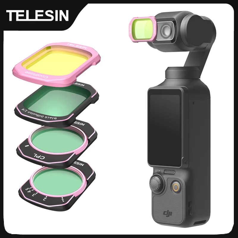 TELESIN Camera Filter Kit Set For DJI Pocket 4 3 CPL VND Bla