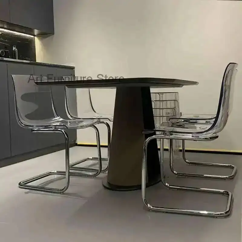 Sillas de comedor modernas y de lujo únicas, sillas de comedor transparentes de acrílico, muebles de dormitorio para lectura que ahorran espacio, Cadeira Jantar