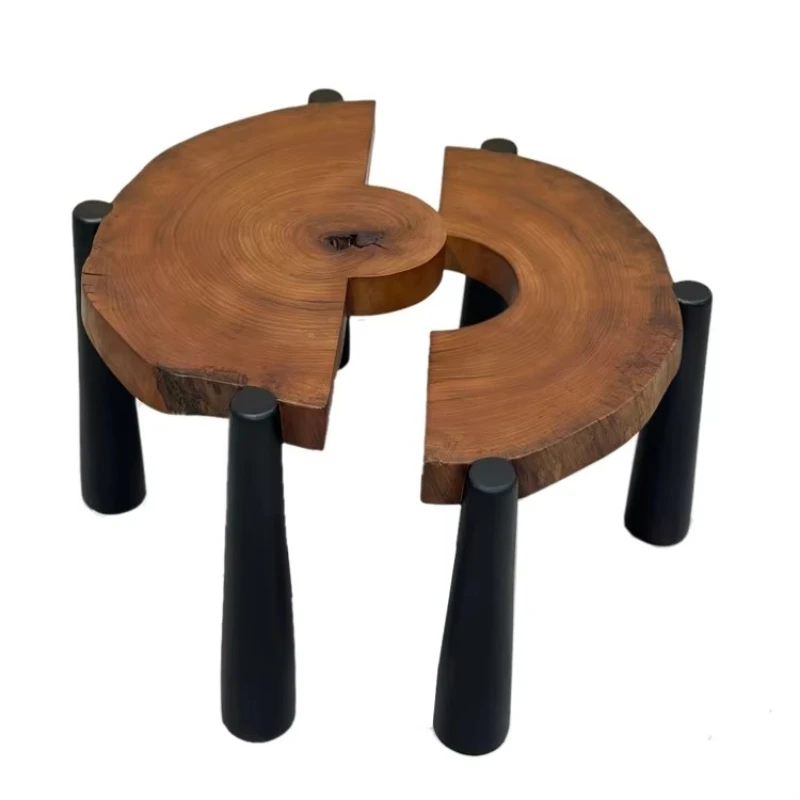 طاولة القهوة المتداخلة أثاث غرفة المعيشة طقم أريكة طاولة مركزية مستديرة طاولة قهوة من الخشب الصلب #1